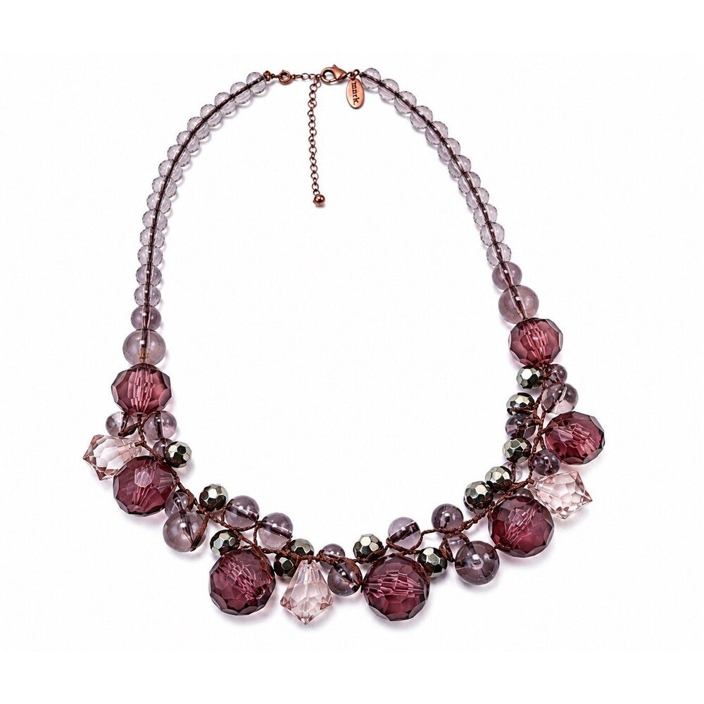 Vintage Style Avon Purple Faceted Bead Cluster Statement Bib Necklace Adjustable